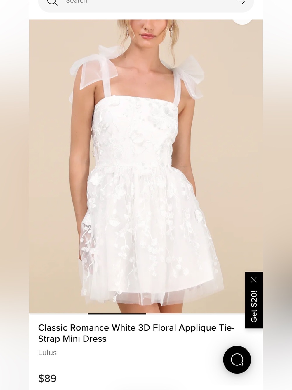 Lulu's White Floral Applique Tulle Mini Dress